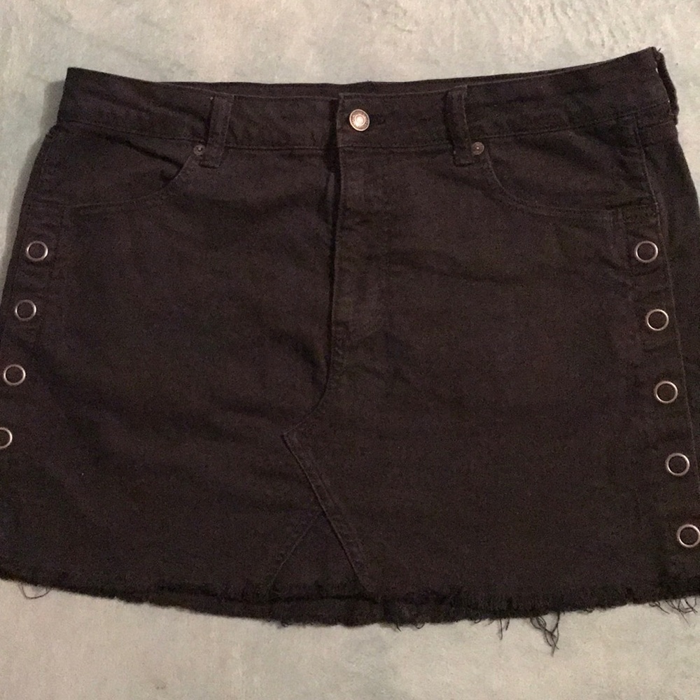 Black denim skirt